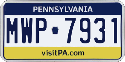 PA license plate MWP7931