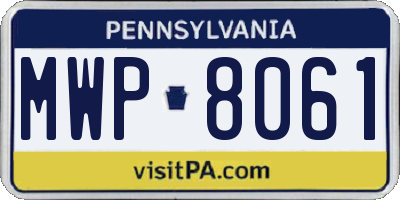 PA license plate MWP8061