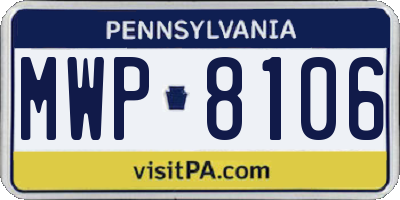 PA license plate MWP8106
