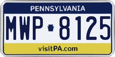 PA license plate MWP8125