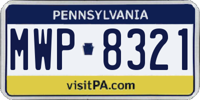 PA license plate MWP8321