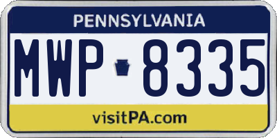 PA license plate MWP8335