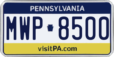 PA license plate MWP8500