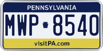 PA license plate MWP8540