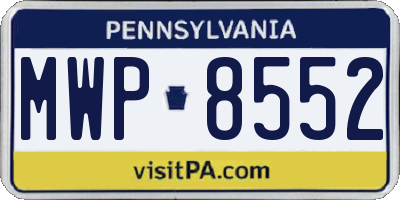 PA license plate MWP8552
