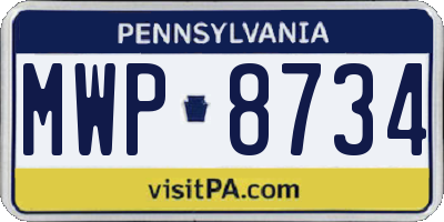 PA license plate MWP8734