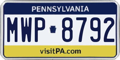 PA license plate MWP8792