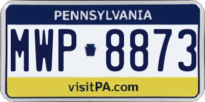 PA license plate MWP8873