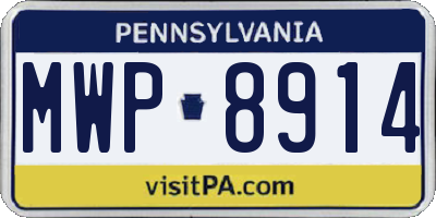 PA license plate MWP8914