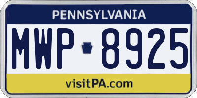 PA license plate MWP8925