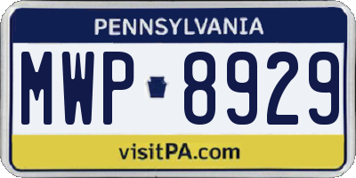 PA license plate MWP8929