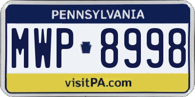 PA license plate MWP8998
