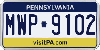 PA license plate MWP9102