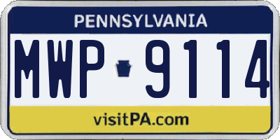 PA license plate MWP9114