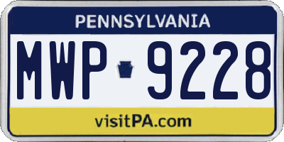 PA license plate MWP9228