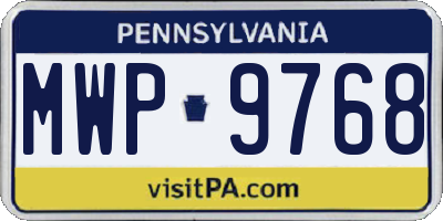 PA license plate MWP9768