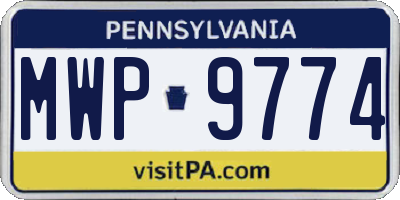 PA license plate MWP9774