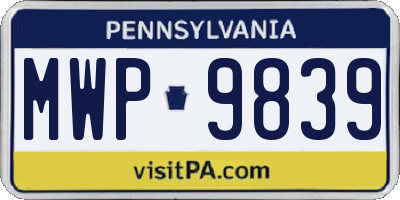 PA license plate MWP9839
