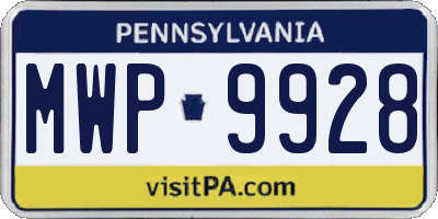 PA license plate MWP9928