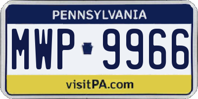 PA license plate MWP9966