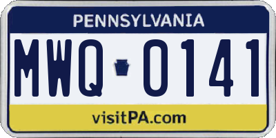 PA license plate MWQ0141
