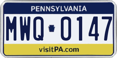 PA license plate MWQ0147