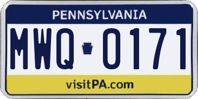 PA license plate MWQ0171
