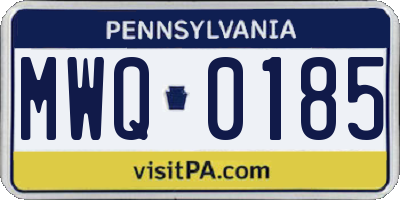 PA license plate MWQ0185