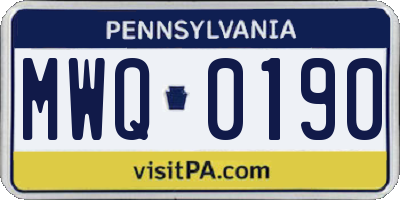 PA license plate MWQ0190
