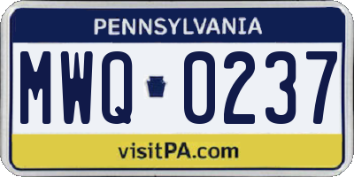 PA license plate MWQ0237