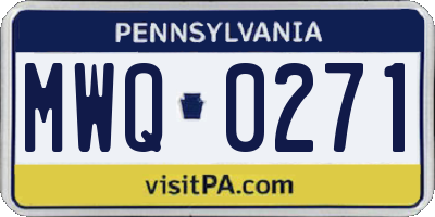 PA license plate MWQ0271