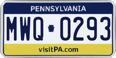 PA license plate MWQ0293