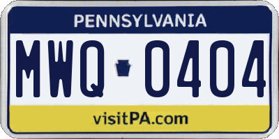 PA license plate MWQ0404