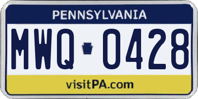 PA license plate MWQ0428