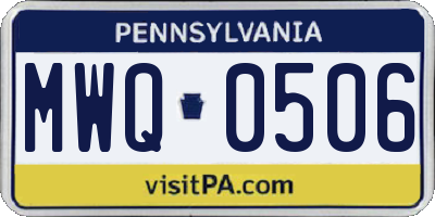 PA license plate MWQ0506