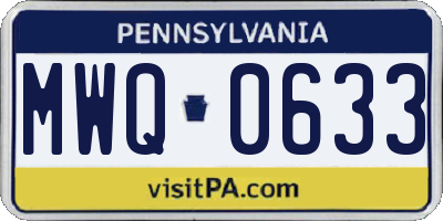 PA license plate MWQ0633