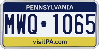 PA license plate MWQ1065