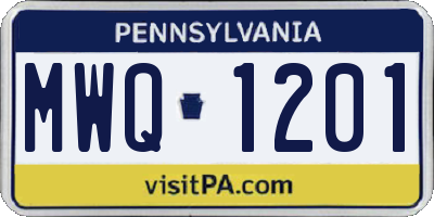 PA license plate MWQ1201