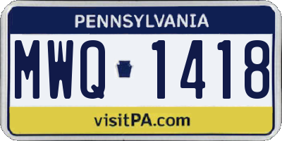 PA license plate MWQ1418