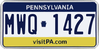 PA license plate MWQ1427