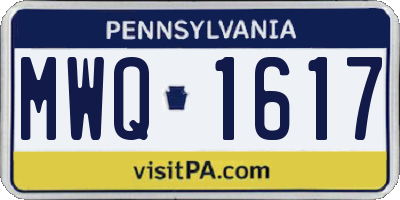 PA license plate MWQ1617