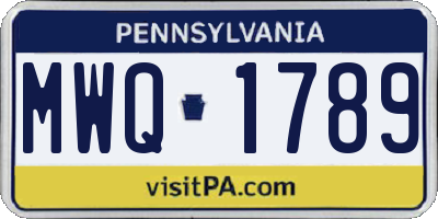 PA license plate MWQ1789