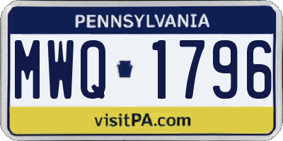 PA license plate MWQ1796