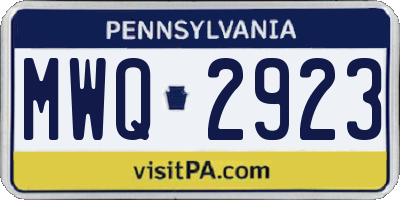 PA license plate MWQ2923