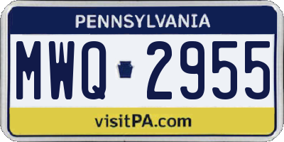 PA license plate MWQ2955