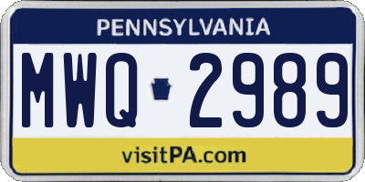 PA license plate MWQ2989