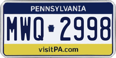 PA license plate MWQ2998