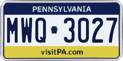 PA license plate MWQ3027
