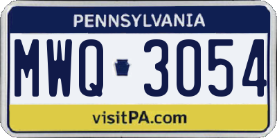 PA license plate MWQ3054