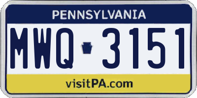 PA license plate MWQ3151